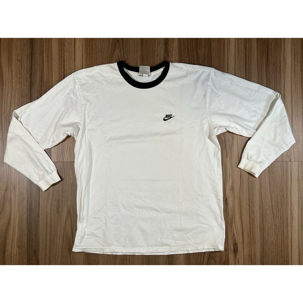 Nike Vintage White Long Sleeve Crew Shirt Men’s Large Faint Stain See Images